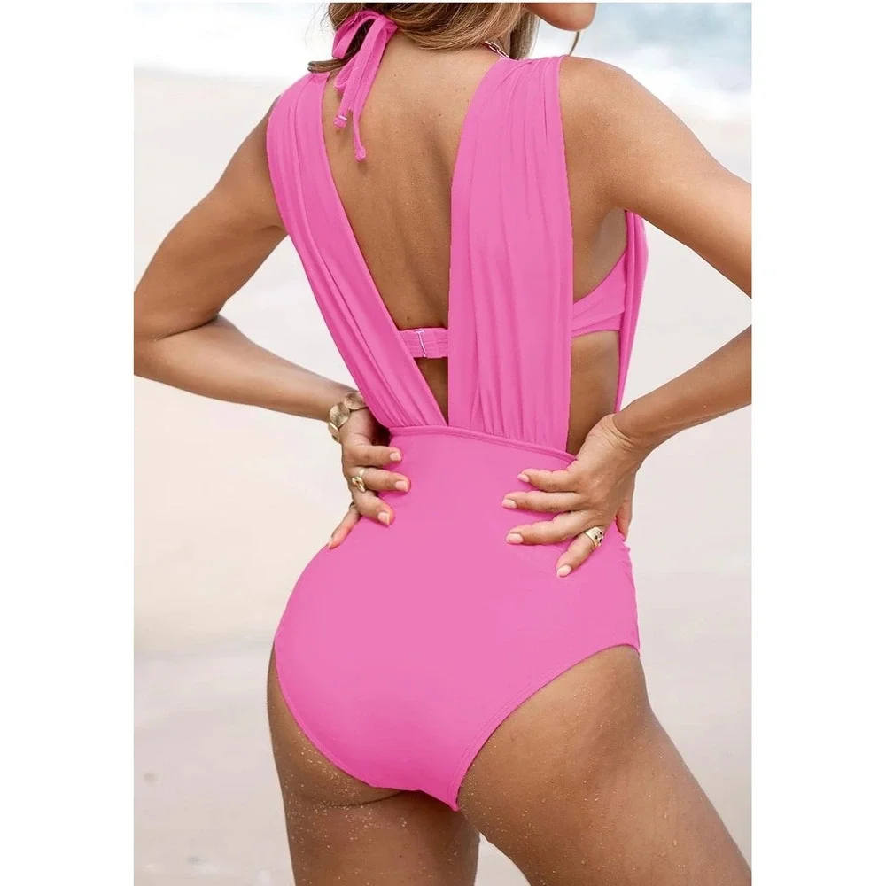 CUPSHE Hot Pink Convertible Multi-Way Underwire two Piece Swimsuit XL - Picture 2 of 11